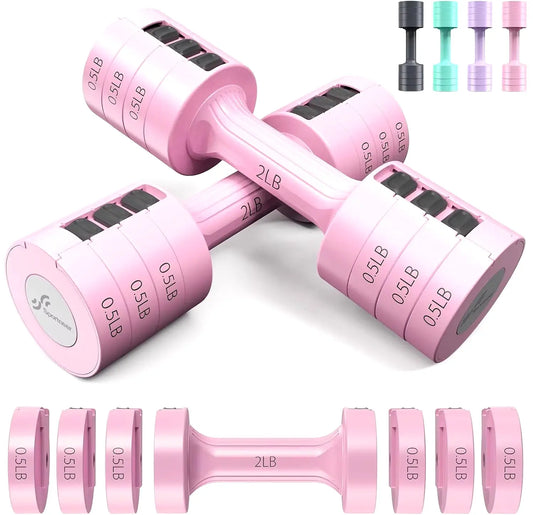 Adjustable Dumbbell Set 5Lb Hand Dumbbells Sets of 2 Fast Adjust Dumbbell Weight 6 in 1 for Home Gym Exercise Training